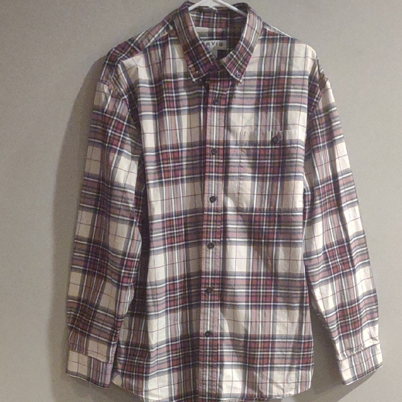 Orvis Men's Large White Blue Brown Plaid Button Down Cotton Long Sleeve Shirt‎ - Picture 1 of 5